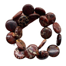 Load image into Gallery viewer, Red 3 Brecciated Jasper 20mm Coin Beads 009568