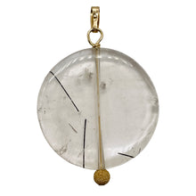 Load image into Gallery viewer, Tourmalinated Quartz Beautiful Round 14K Gold Filled Pendant | 30mm | Disc |