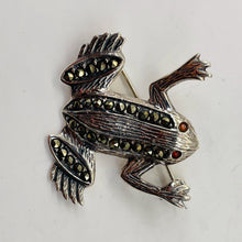 Load image into Gallery viewer, Marcasite Sterling Silver Frog Pin | 1 1/4" Long | Silver | 1 Sweater Pin |
