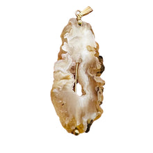 Load image into Gallery viewer, Druzy Agate Slice Designer 14kgf Pendant | 2 1/4" Long | Druzy Agate Crystal |