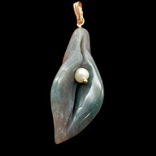 Load image into Gallery viewer, Fancy Jasper Calla Lily 14K Gold Filled Pendant | 1 3/4" Long | Green |