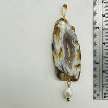 Load image into Gallery viewer, Druzy Agate Slice Designer 14kgf Pendant | 2 1/2" Long | Druzy Agate Crystal |