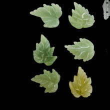 Load image into Gallery viewer, New Jade Carved Serpentine Leaf Bead Set | 28x23x4 to 23x24x4mm | 6 Beads |