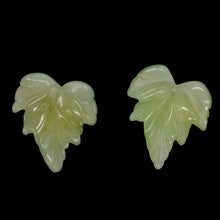 Load image into Gallery viewer, Carved Serpentine New Jade Leaf Bead Set | 27x24x4mm | 2 Beads |