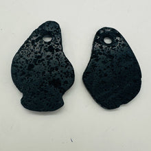 Load image into Gallery viewer, Lava Stone Carved Teardrop Pendant Beads | 55x38x6mm | Black | 2 Beads |