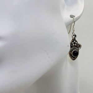 Stellar! Black Onyx Sterling Silver Drop/Dangle Earrings | 1 1/4" Long |