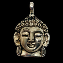 Load image into Gallery viewer, Buddha Head Sterling Silver Buddha Pendant Charm | 1 1/2" Long| Silver| 1 Charm|