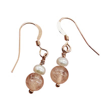 Load image into Gallery viewer, Morganite AA A Beads Rose Gold Earrings | 1" Long | 1 Pair |