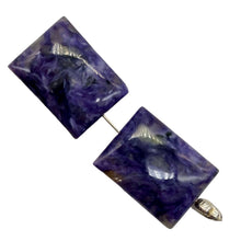 Load image into Gallery viewer, 80cts of Rare Rectangular Pillow Charoite Beads | 2 Beads | 25x19x8mm |