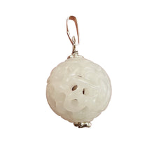 Load image into Gallery viewer, Jade Hand Carved Sterling Silver Pendant | White | 1" Long | 1 Pendant |