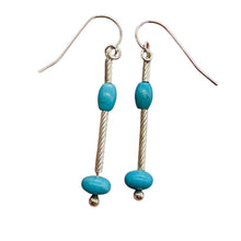 Load image into Gallery viewer, Unique Natural Turquoise & Silver Earrings 6378