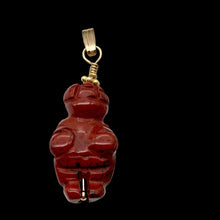 Load image into Gallery viewer, Carved Brecciated Jasper Goddess of Willendorf 14Kgf Pendant|1.38" Long | Red |
