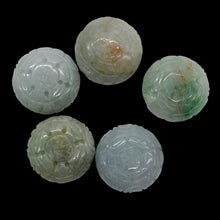 Load image into Gallery viewer, Jade Flat Round Chinese Character Inscribed Bead | 22x12mm| Green White| 1 Bead|