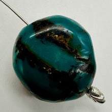 Load image into Gallery viewer, Turquoise Natural Focal 18g Nugget Bead | 28x26x17mm | Blue, Black | 1 Bead |
