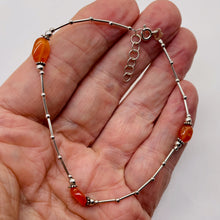 Load image into Gallery viewer, Carnelian Anklet or Bracelet Hand Made Sterling Silver Chain | 10" Length |