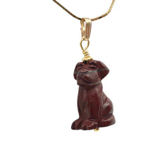 Load image into Gallery viewer, Faithful Brecciated Jasper Hand Carved Dog and 14k Gold Filled Pendant 509261BJG