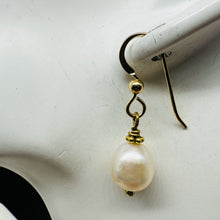 Load image into Gallery viewer, Gorgeous Natural Oval Pearl 14K Gold Filled Earrings | 10xmm Pearl | 1" Long |
