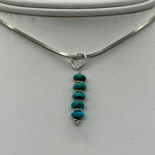 Load image into Gallery viewer, Turquoise Natural Rondelles Sterling Silver Pendant | Blue | 1 1/4" Long |
