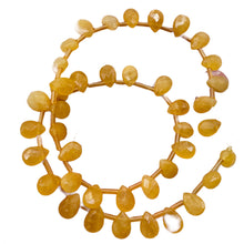 Load image into Gallery viewer, Sunset Rare Honey Jade Faceted Briolette 10x7x5mm Bead Strand 104537