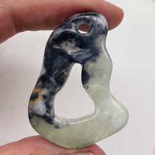 Load image into Gallery viewer, Serpentine New Jade 14g Irregular Loop Pendant Bead | 54x40x5mm | Gray, White |