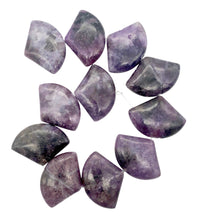 Load image into Gallery viewer, Natural Lepidolite Fan Bead Half-Strand | 25x18x6mm | Purple | Fan | 11 beads |