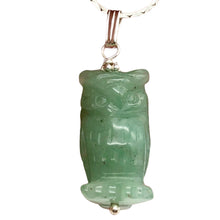 Load image into Gallery viewer, Aventurine Owl Pendant Necklace | Semi Precious Stone Jewelry | Silver Pendant