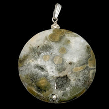 Load image into Gallery viewer, Ocean Jasper White Crystal Round Sterling Silver Pendant | 2" Long | Gold |