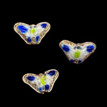Load image into Gallery viewer, Cloisonne Butterfly Pendant Beads | Blue, White | 16x10x6mm | 3 Beads |