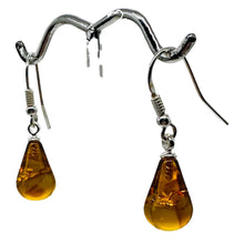 Load image into Gallery viewer, Amber Teardrop Dangle Sterling Silver Earrings | 1" Long | Amber | 1 Pair |