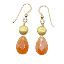 Load image into Gallery viewer, Botswana 14K Gold Filled Faceted Briolette Earrings | 1 3/4" Long | Peach |