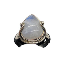 Load image into Gallery viewer, Moonstone Sterling Silver Teardrop Stone Ring | Size 9 | White Blue |
