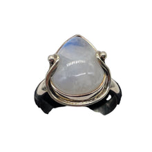 Load image into Gallery viewer, Moonstone Sterling Silver Teardrop Stone Ring | Size 9 | White Blue |