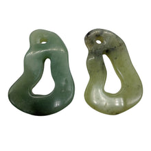 Load image into Gallery viewer, Serpentine New Jade 21g Irregular Loop Pendant Beads| 53x40x8mm | Green| 2 Beads