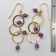 Load image into Gallery viewer, Amethyst 14K Gold Filled Exotic Drop Earrings | Purple/Gold | 2 1/4" Long |