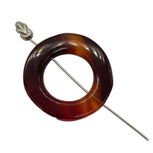 Load image into Gallery viewer, Carnelian Agate Picture Frame Circle | 31x5mm | Dark Orange White | 1 Bead |