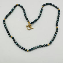 Load image into Gallery viewer, Dramatic Blue Rainbow Peacock Freshwater Pearl 14Kgf Necklace |20" Long |