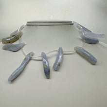 Load image into Gallery viewer, Blue Chalcedony Natural Beads 67g Strand | 44x10 to 30x6mm | 16 Beads |