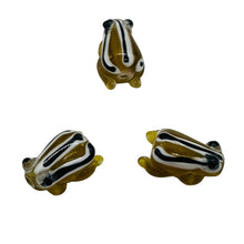 Load image into Gallery viewer, Frog Lampwork Glass Jumping Frogs Beads | 17x12x9mm | Yellow Clear | 3 Beads |
