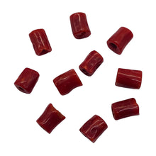 Load image into Gallery viewer, Natural AAA Red Coral Branch Tube Beads | 6 to 7 x 4mm | Red | Tube | 10 Beads |