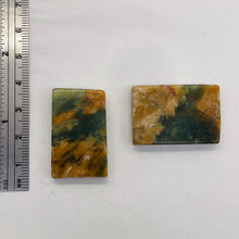 Load image into Gallery viewer, Jade Flowering Flat Rectangle Beads| 31x20x6mm | Pinkish brown green | 2 Beads|