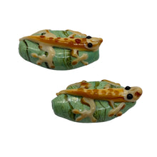 Load image into Gallery viewer, Porcelain Spotted Lizard Beads | 29x11x14 | Green, Tan | 2 Beads |