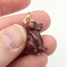 Load image into Gallery viewer, Red Jasper Dog Pendant Necklace | Semi Precious Stone Jewelry | 14k Pendant |