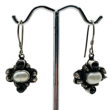 Load image into Gallery viewer, Garnet Fresh Water Pearl Sterling Silver Earrings | 1 1/4" Long | Red White |