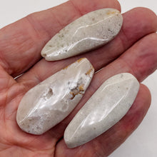 Load image into Gallery viewer, Ocean Jasper Old Stock Long Oval Beads| 45x22x6 to38x20x7mm| White, Gray|3 Beads