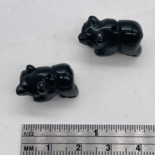 Load image into Gallery viewer, Roar! 2 Hand Carved Natural Obsidian Black Bear Animal Beads | 13x18x7mm | Black