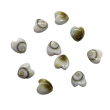 Load image into Gallery viewer, Shiva Shell Parcel Heart Cut Beads | 6x3mm | White, Tan | 10 Beads