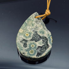 Load image into Gallery viewer, Druzy Ocean Jasper Pendant Teardrop | 50x33x8mm | Green Yellow | 1 Bead