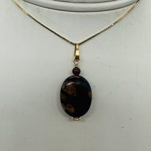 Load image into Gallery viewer, Natural Poppy Ocean Jasper 14K Gold Filled Pendant | Pink, Black | 1 1/4"}