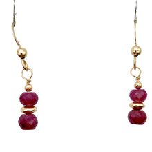 Load image into Gallery viewer, Natural Precious Gemstone Ruby Earrings with Gold Findings