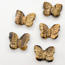 Load image into Gallery viewer, Flutter Hand Carved Tigereye Butterfly Animal Beads | 21x18x5mm | Golden Brown
